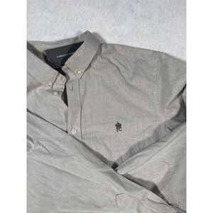 French Connection Mens medium 100% cotton LS Button Down Shirt Stone Grey NWT